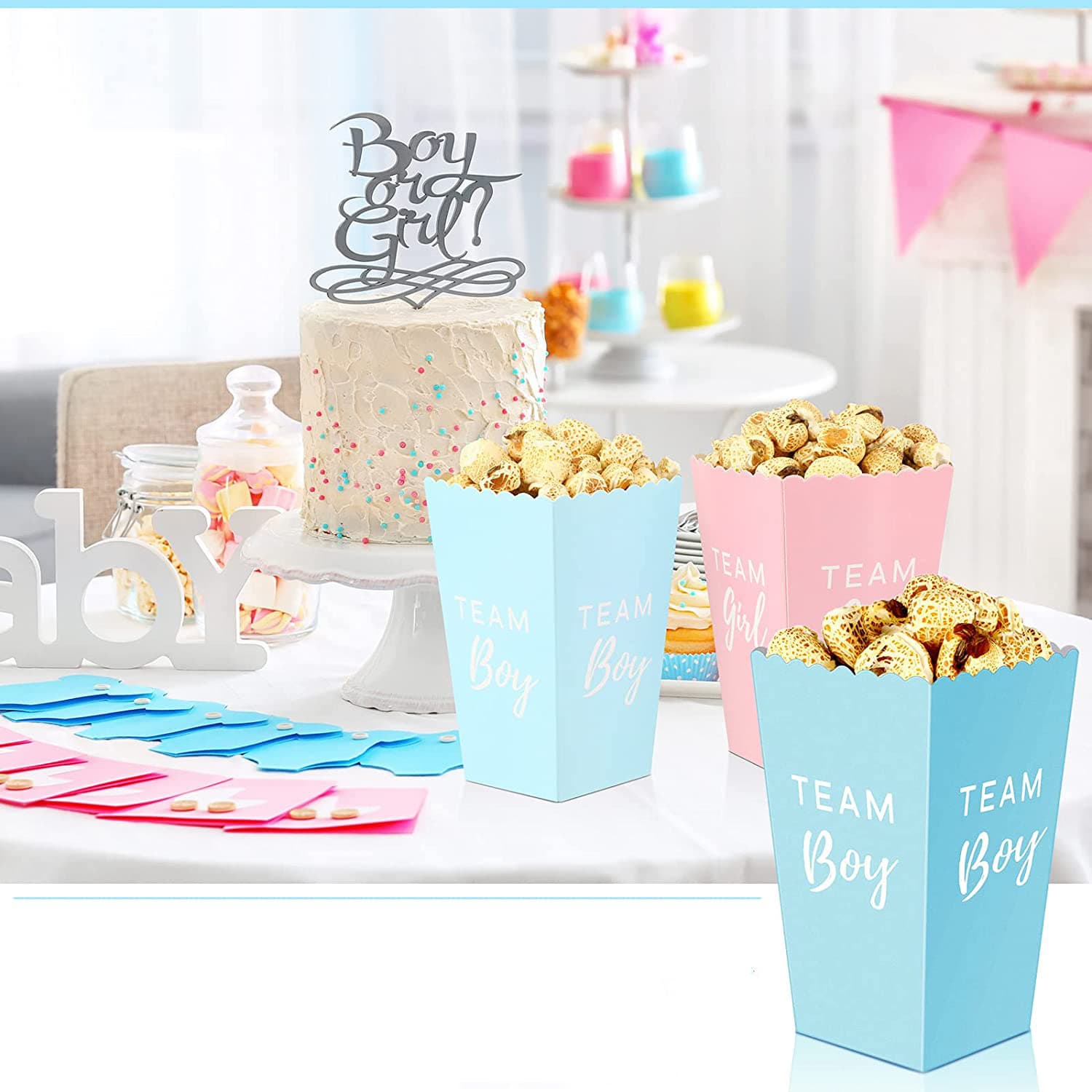 Cross-border gender reveal popcorn box for boys and girls, disposable French fries bucket, fried chicken packaging box, snacks and dried fruit box