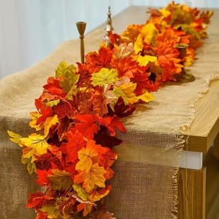 Autumn Artificial Maple Leaf Vine for Thanksgiving Harvest Festival Hanging Decor Photography Backdrop Wall Ceiling Decoration Wholesale