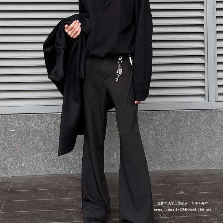 DM Tenacious Cleanfit American Retro Minimalist Casual Loose Slimming Floor-Length Flared Suit Pants for Men