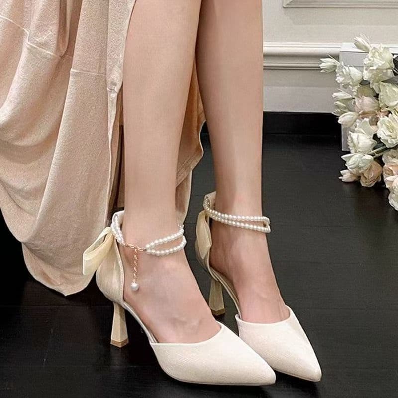 Fairy Style Chunky Heel 2025 New Gentle Dress High Heels Open Toe One-Strap Bridesmaid Sandals Women Summer