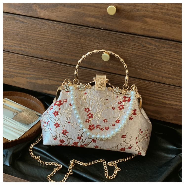 2025 New Chinese Style Cheongsam Evening Bag Textured Chain Single Shoulder Crossbody Bag Women Fashion Handbag Bags