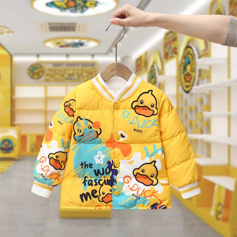 Little Yellow Duck Kids Down Jacket Autumn/Winter 2024 New White Duck Down Lining Lightweight Coat for Boys and Girls