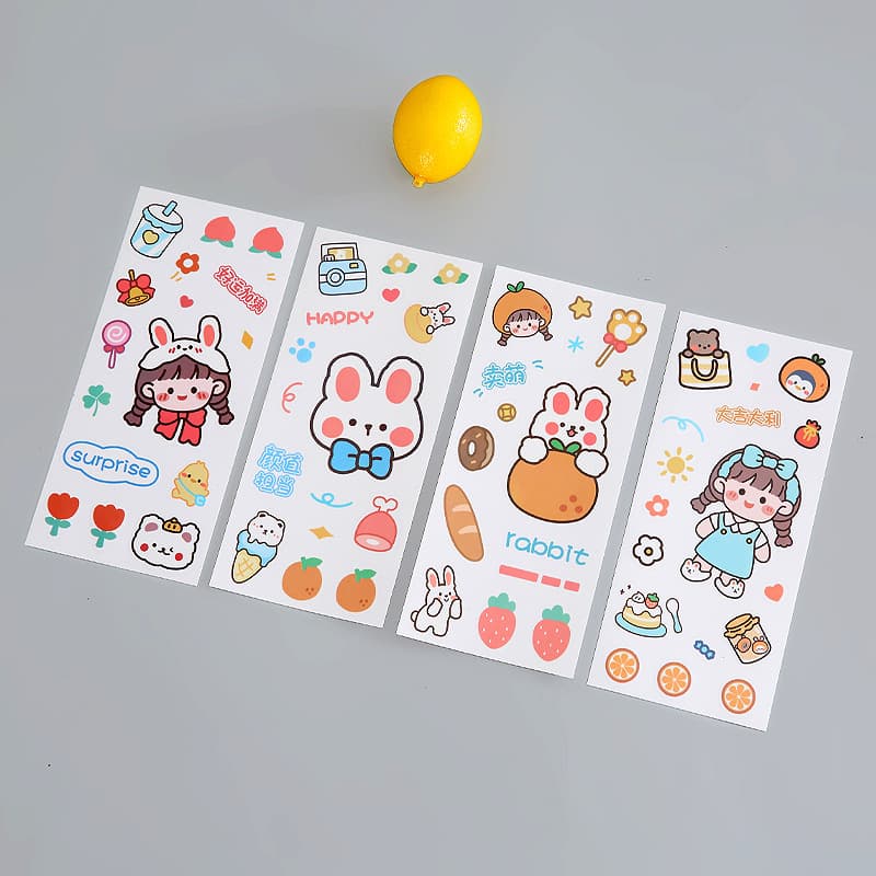 Rabbit stickers cartoon pvc waterproof glass stickers wholesale hand account stickers cute girl heart Cup stickers