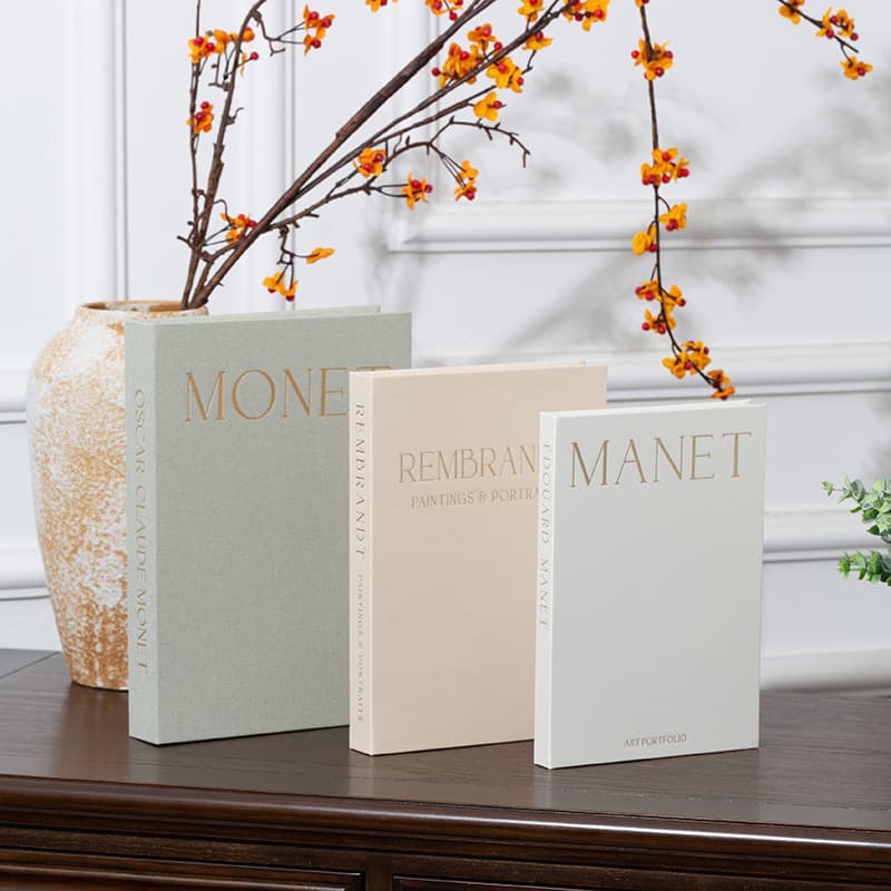 Linen magnetic fake book 3-piece storage box set for cross-border decorative books, photo props, soft furnishing simulation books, and storage boxes.