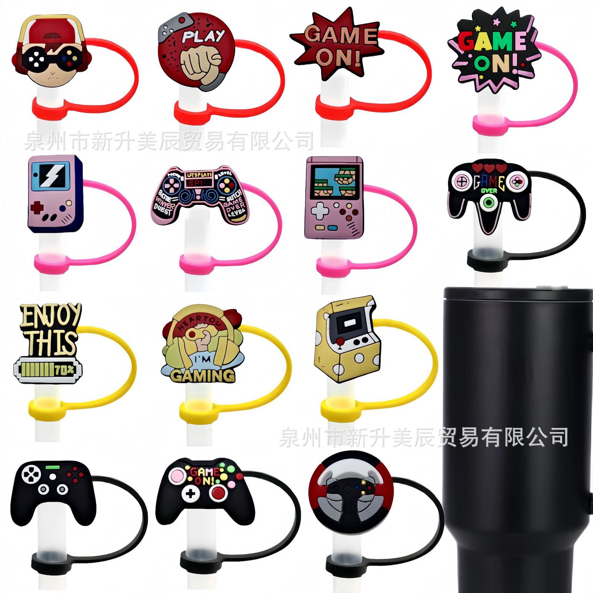New Game Controller Silicone Straw Cap 8-10mm Straw Sleeve Cartoon Straw Decorative Cap Dust Cover Cross-Border