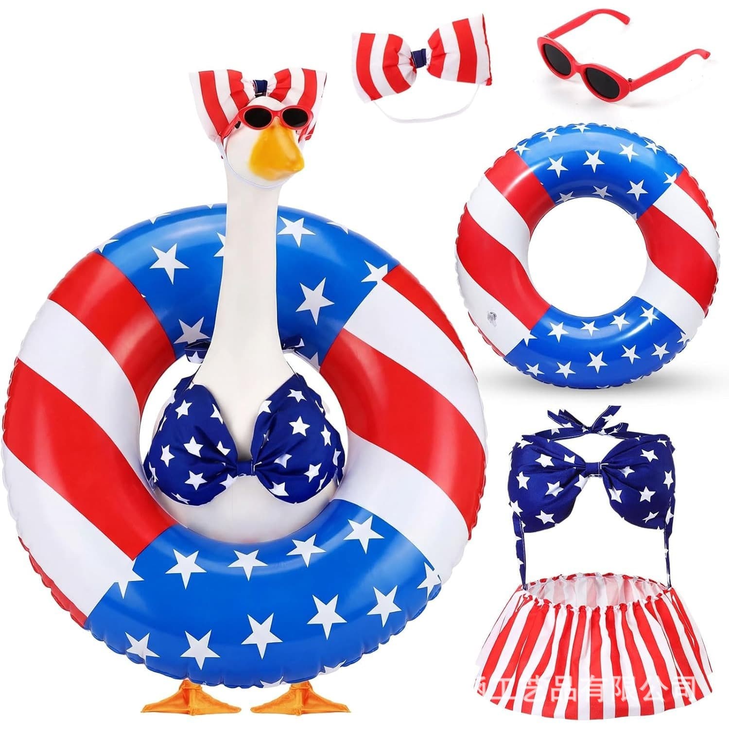 Cross-border hot-selling porch goose suit Independence Day summer watermelon lemon feather Hawaiian swimming ring decoration arrangement