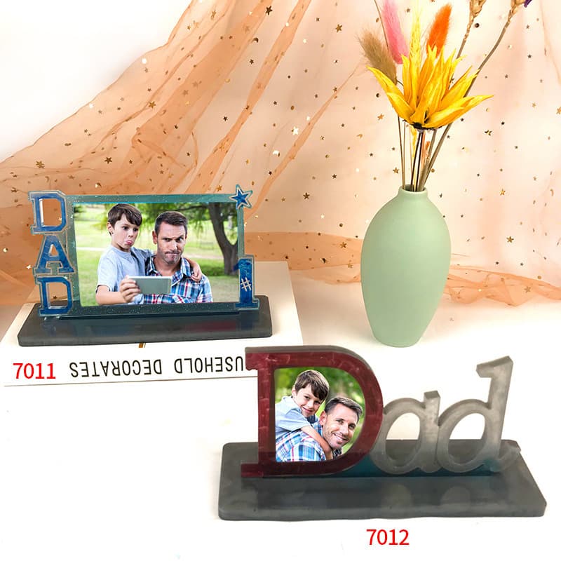 Father's Day Photo Frame Epoxy Mold DIY Rectangular Frame Stand Set DAD Frame Ornament Silicone Mold