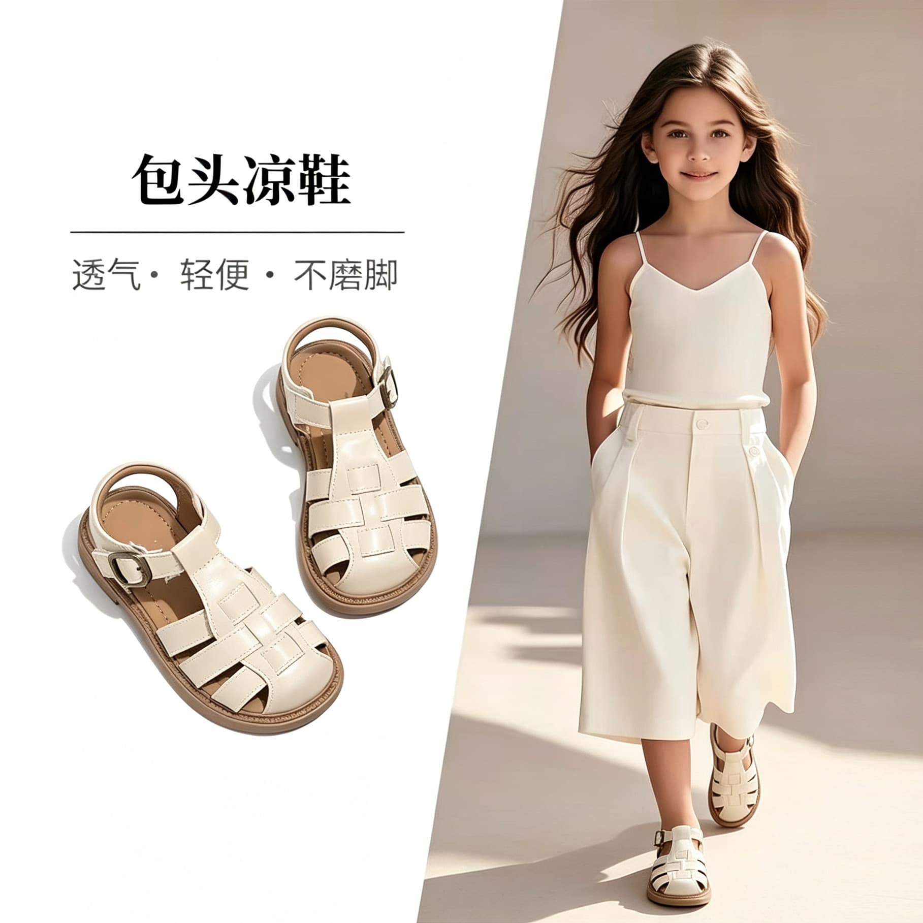 Girls' Shoes 2026 Summer New Style Little Girl Fashion Versatile Roman Sandals Soft-Soled Princess Beach Shoes