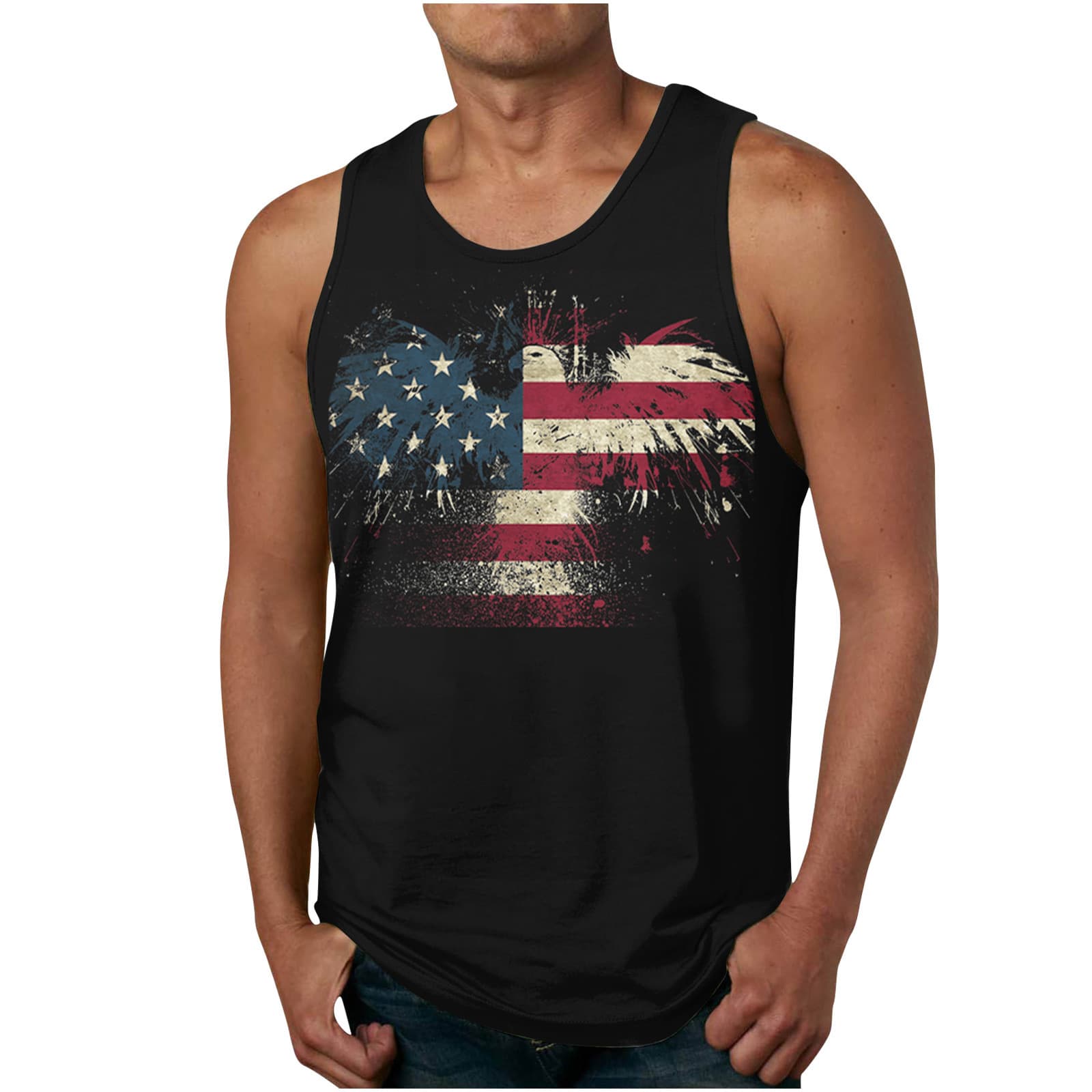 Cross-border foreign trade new national flag 3D printed men's vest Amazon European and American loose quick-drying sweat-absorbent T-shirt free shipping