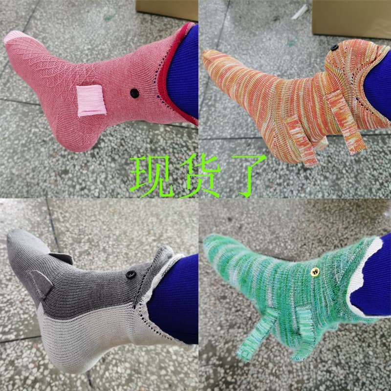 In-stock cross-border hot-selling Knit Crocodile Socks Christmas knit crocodile shark chameleon koi fish pattern