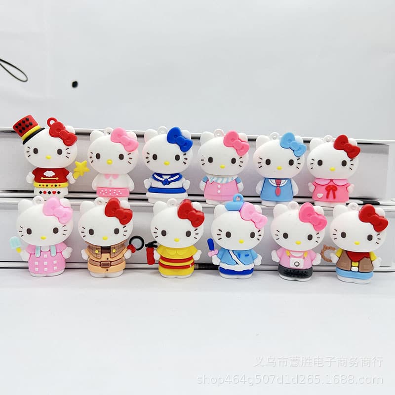 Cute KT Cat Keychain Silicone Doll Backpack Diary Student Gift Key Accessory Collectible Toys Drop Shipping Business Gifts