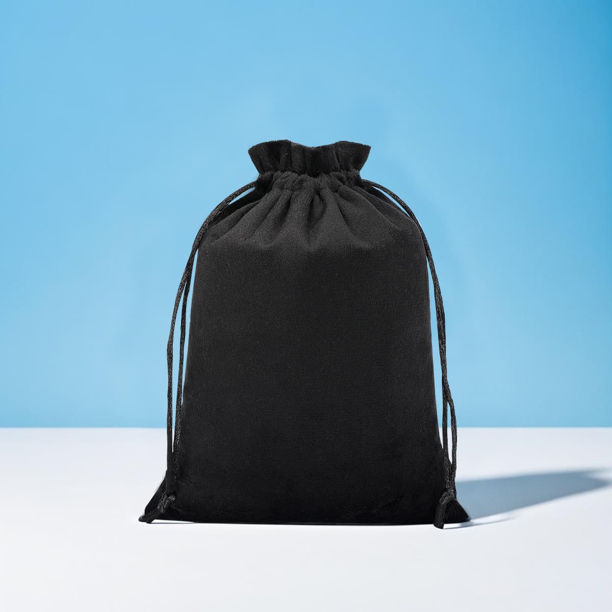 Custom Black Large Flannel Drawstring Bag for Hair Dryer Storage, Jewelry Organizer, Wholesale