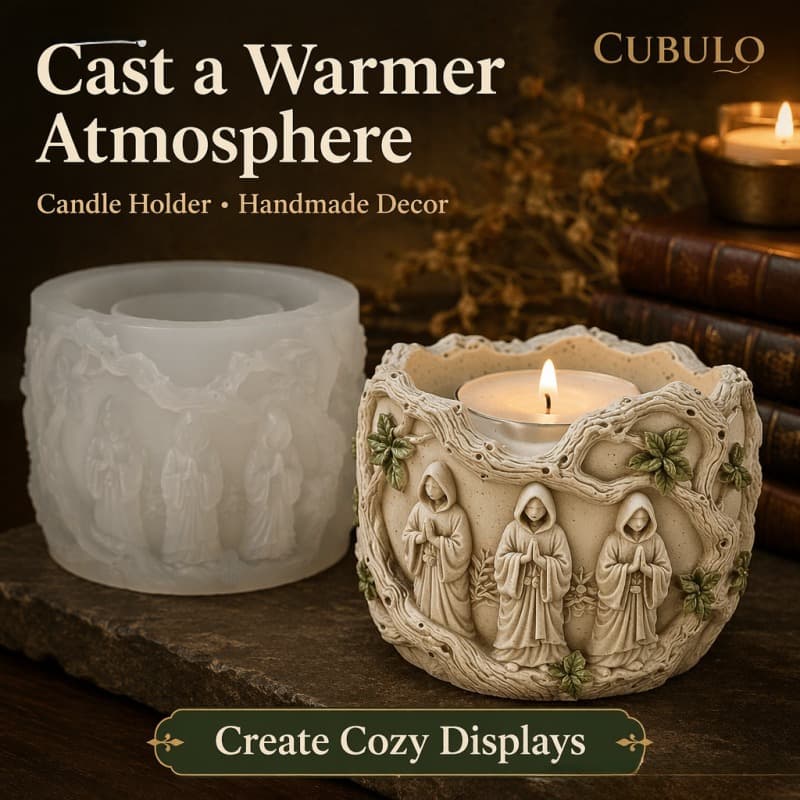 3D dead wood hermit embossed round jar silicone mold handmade resin plaster aromatherapy candle holder storage container