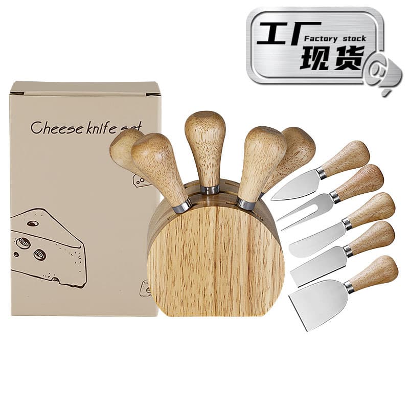 Stainless Steel Cheese Knife Set with Cream Knife, Pizza Cutter, and Knife Stand - Cheese Knife Set