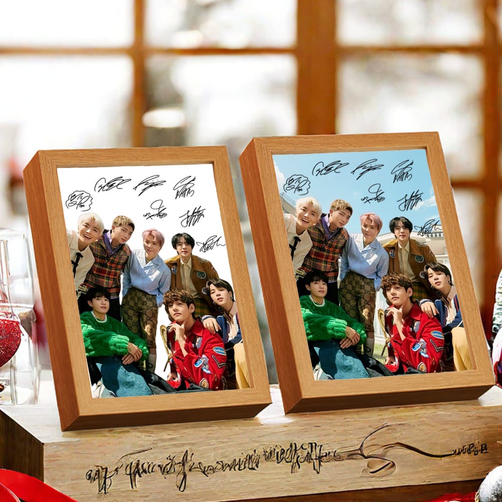 BTS Jungkook Kim Taehyung Park Jimin Peripheral LED Wooden Night Light Luminous Photo Frame 87