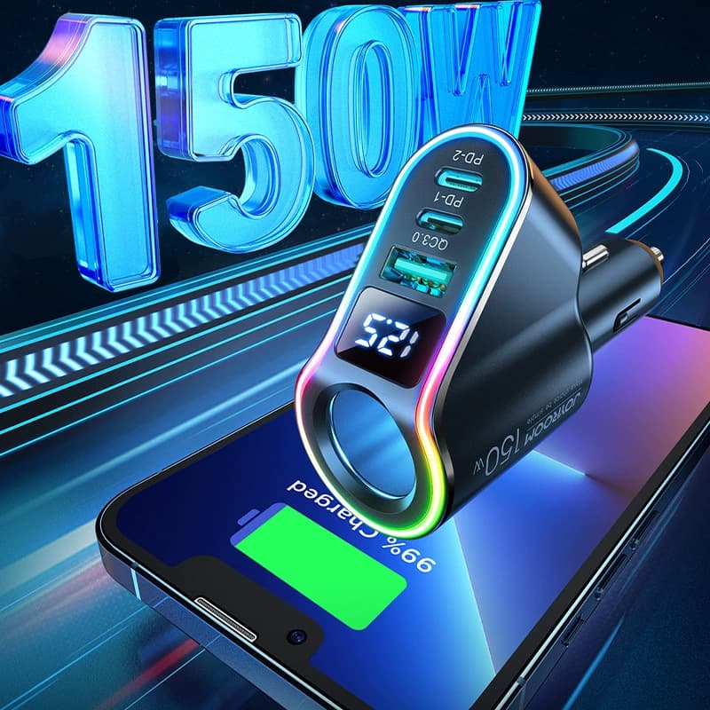 Joyroom 150W High-Power Car Mobile Phone Charger Four-In-One Cigarette Lighter Car Charger Car Universal Fast Charging