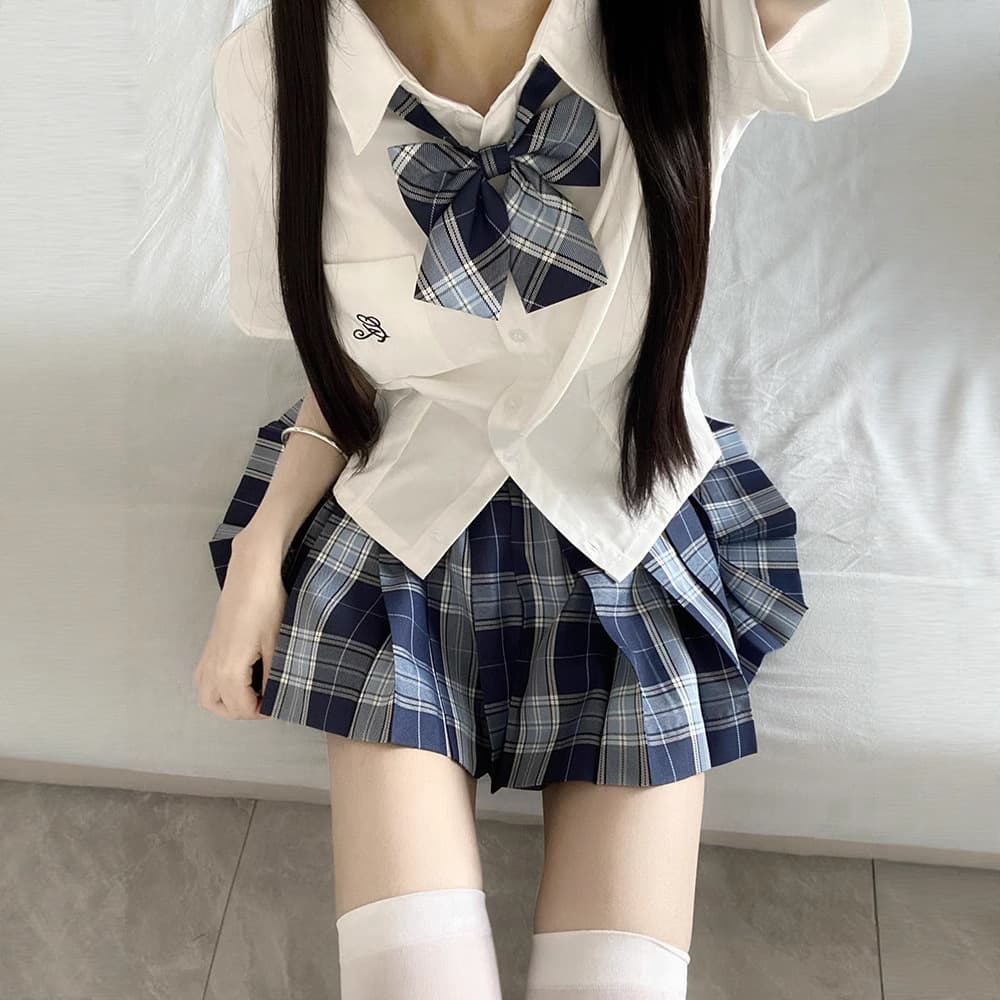 Original JK Lan Senior White Waist-Cinching Short Sleeve Shirt Women's Summer Academic Style Short Japanese Uniform