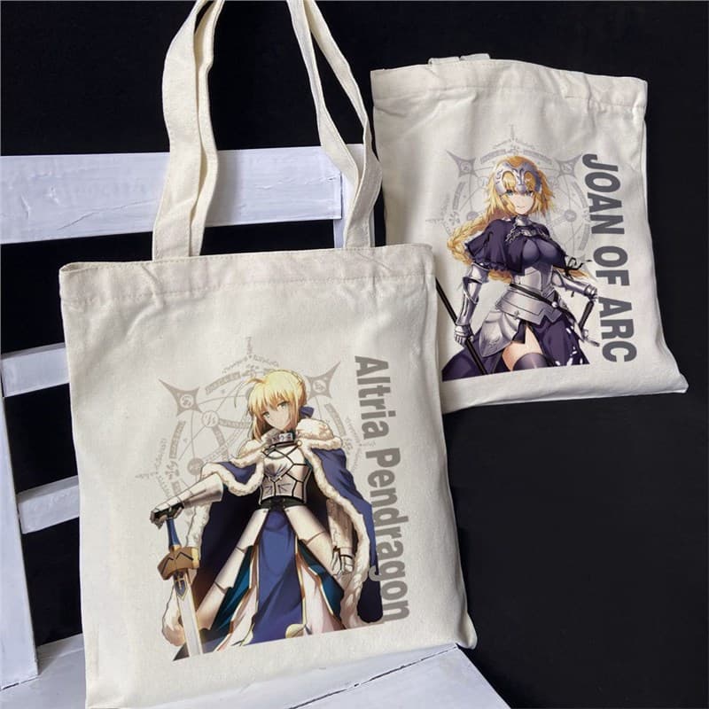 Jiansu Fate Canvas Bag Jeanne d'Arc Saber Shoulder Bag Simple Japanese Style Ins Personality Anime Merchandise
