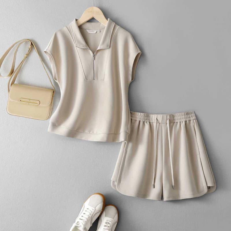 High-end fashion casual sports suit for women 2025 summer new POLO shirt loose top shorts two-piece set