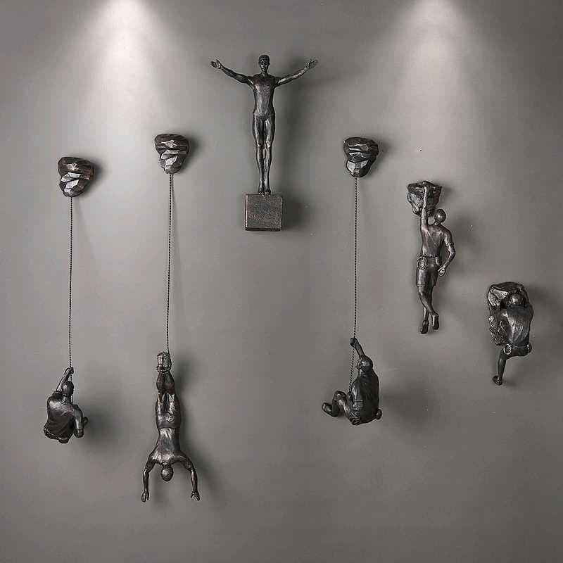 Vintage American Industrial Style Rock Climbing Figure Bar Living Room TV Background Wall Decorative Art Hanging Creative