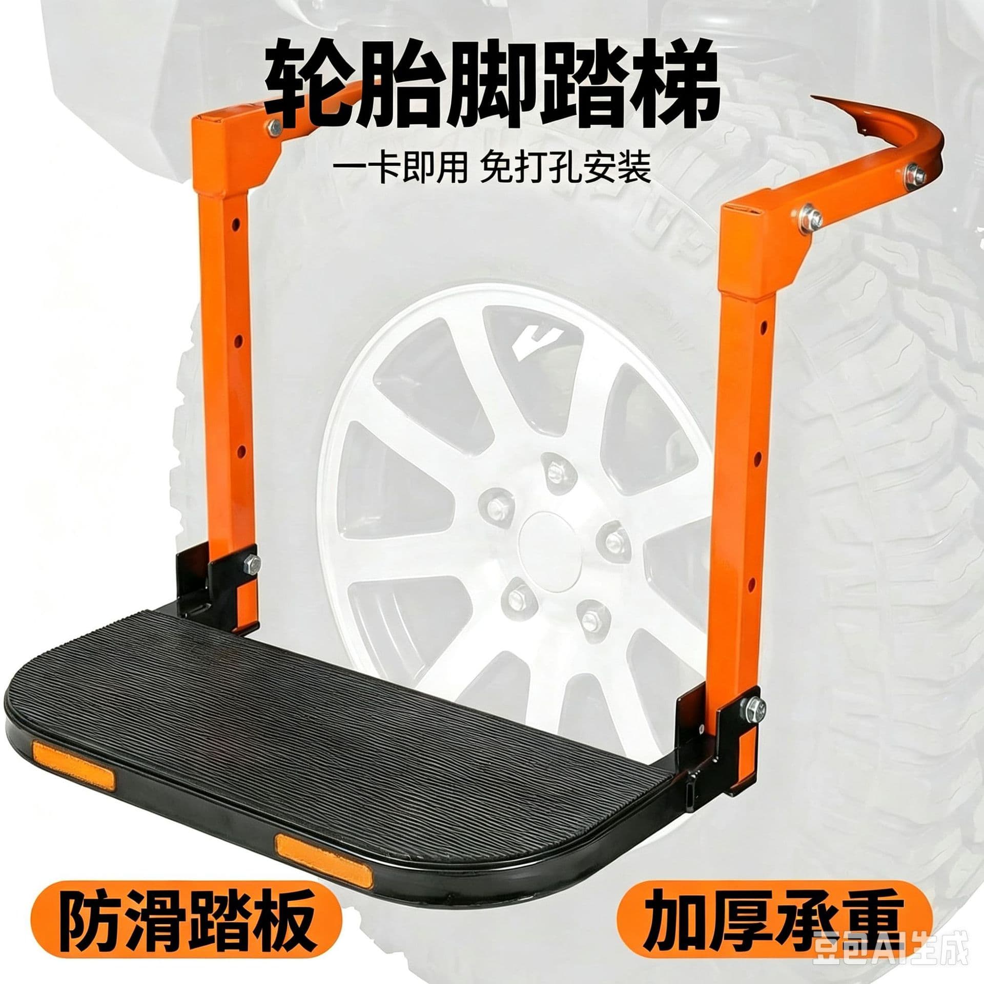 Tyre Wheel Car Tire Step Ladder Vehicle Access Ladder for Off-Road SUV Folding Telescopic Ladder for Roof Rack Climbing