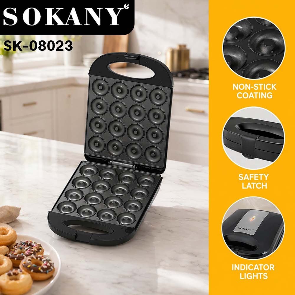 Cross-border 16-Hole Donut Bread Maker Electric Griddle Breakfast Machine Small Baking Machine Double-Sided Heating 1200W