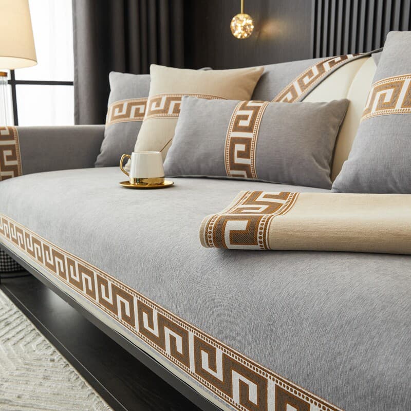 Chenille Chinese-style sofa cushion, four-season non-slip seat cushion, solid wood cover towel, high-end combination sofa full-cover sofa slipcover