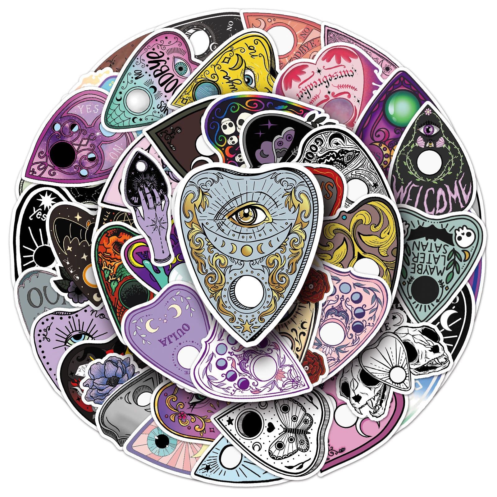 50 Ouija Board Stickers Spirit Board Talking Board Waterproof Decorative Journal Water Bottle Stickers Wholesale