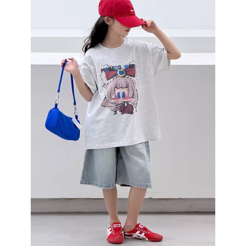 Girls Short Sleeve T-Shirt 2026 New Style Children's Half Sleeve Top for Ages 12-15 Middle and Older Kids Summer Wear Very Nice Korean Style T
