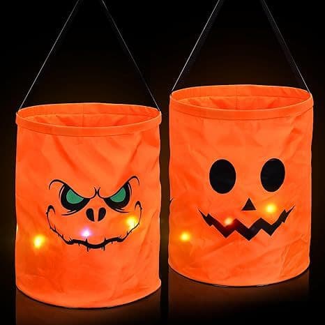 New Halloween LED light-up pumpkin bag candy bag portable gift bag birthday party supplies candy bucket