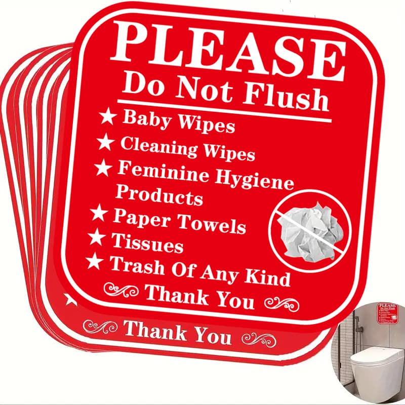 6 pieces, Do Not Flush sign, Please do not flush anything other than toilet paper sign
