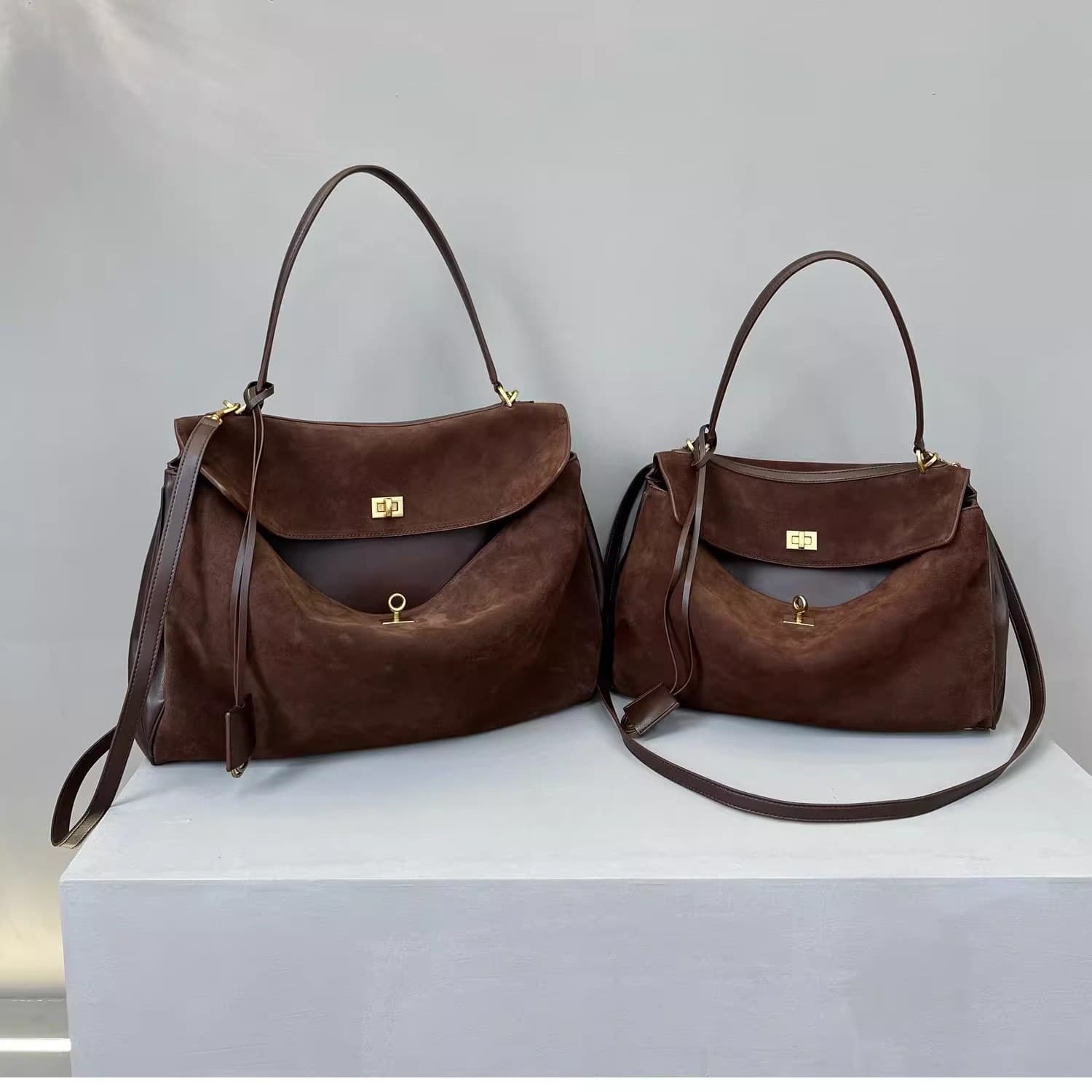 hobo bag women's tote bag frosted cowhide large capacity shoulder portable armpit bag pure cowhide cross-body versatile