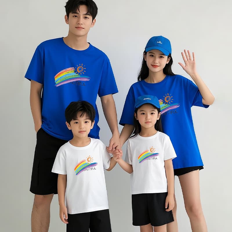 Raglan Sleeve Parent-child T-shirt Family of Three 2025 New Kindergarten Uniform Group Wear Elementary School Class Short Sleeve
