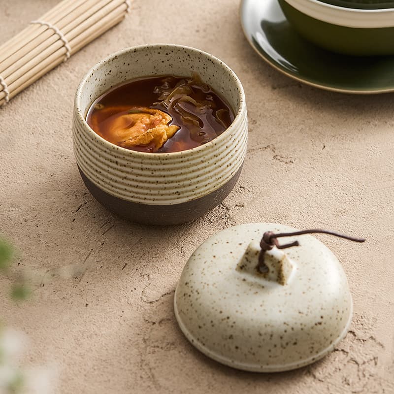 Clay Slow-Cook Soup Jar, Traditional Ceramic Single-Serving Steamer for Bird's Nest and Egg Custard, Double-Boiling Design