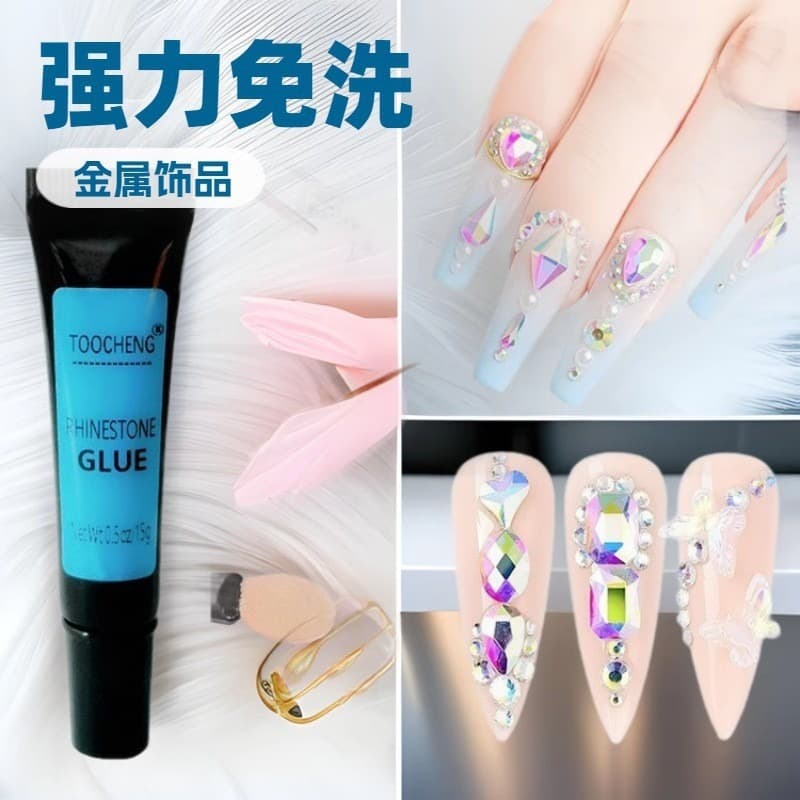 No-Wash Nail Glue for Diamond Setting, Transparent Nail Filler Gel, Adhesive for Nail Tips, Waterproof Diamond Glue