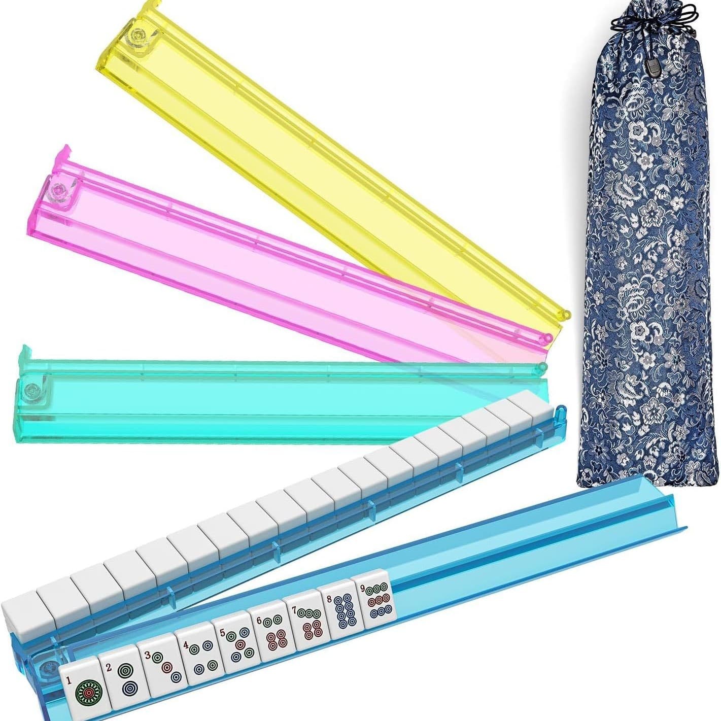 Amazon's new push rule bag set Mahjong tile ruler multi-color push rule bundle mouth storage bag portable cosmetic bag