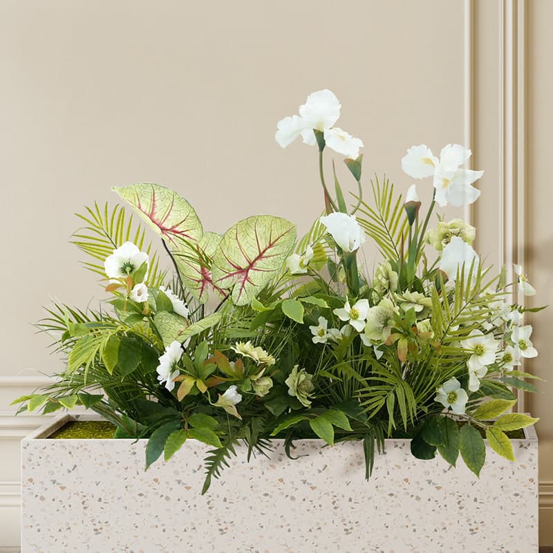 Artificial Green Plant Partition Flower Box Plant Landscape Artificial Floral Arrangement Balcony Flower Bed Combination Outdoor Scene