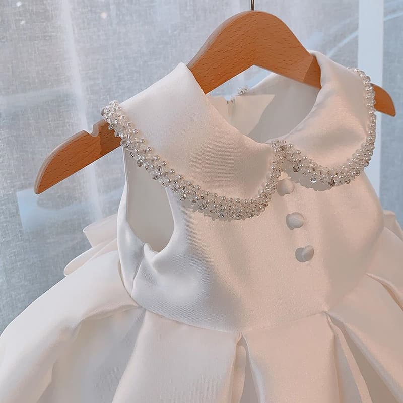 Princess Dress 2026 Children's New Arrival White Sleeveless Baby First Birthday Gown Cute Girl Kids Formal Dress