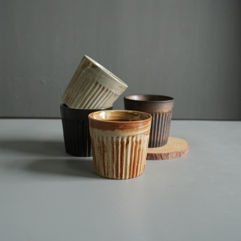 Single Cup Ceramic Japanese Tea Cup Handmade Rough Pottery Water Cup Cross-Border Source Espresso Cup Host Cup
