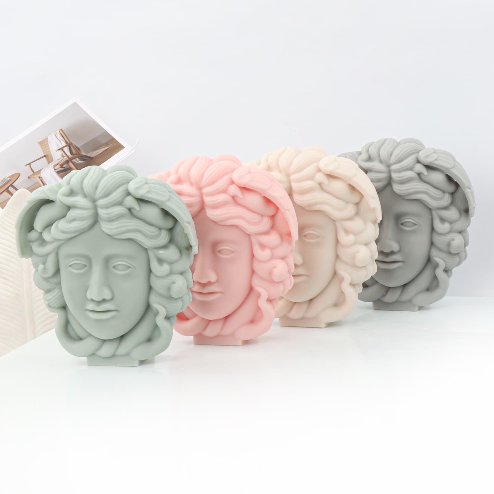 Cross-border Ins Medusa Head Candle Mold DIY 3D Figure Head Sculpture Candle Mold Silicone In Stock