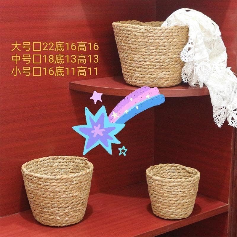 Straw woven flower basket, handmade hugging bucket, fresh flowers, chestnut packaging materials, pastoral cattail creative flower basket