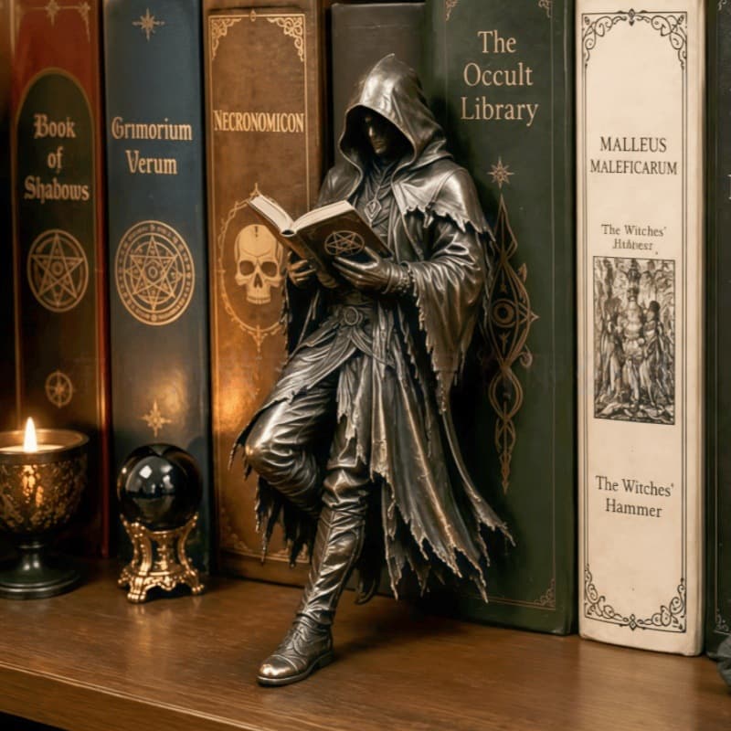 Cross-border Gothic Reaper Bookshelf Statue Gothic Death bookshelf resin statue