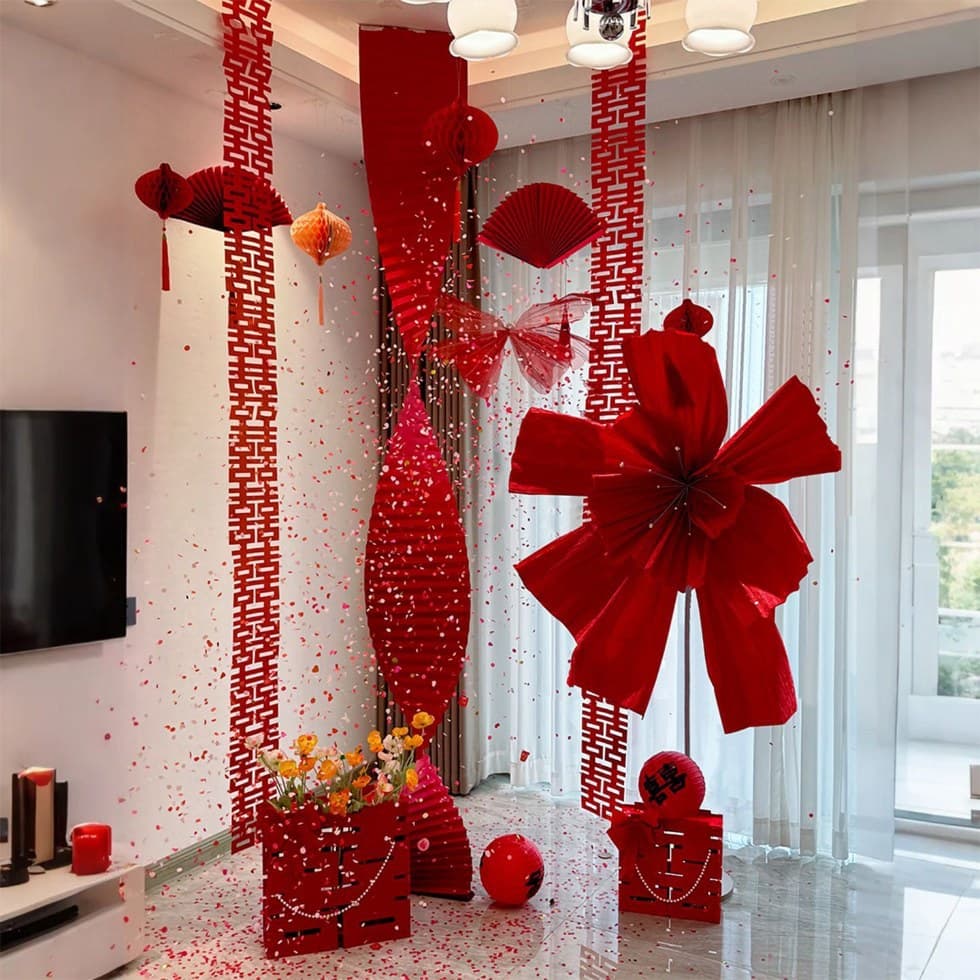 Wedding room layout set wedding decoration wedding man and woman bedroom new house living room origami flower room complete set