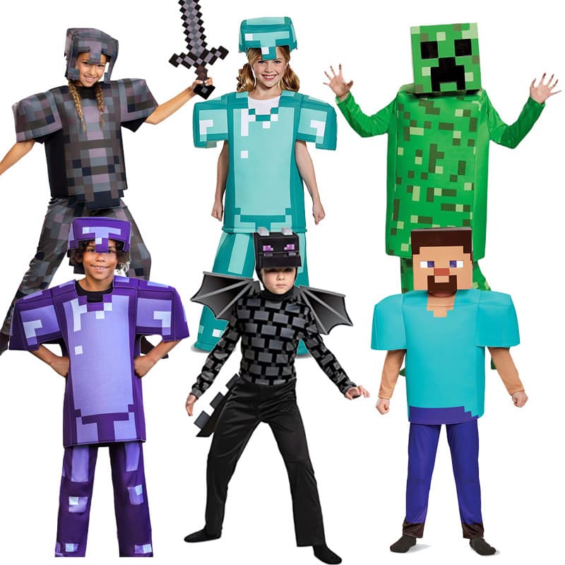 Minecraft Diamond Armor Halloween Game Costume Kids Cosplay Ender Dragon Outfit