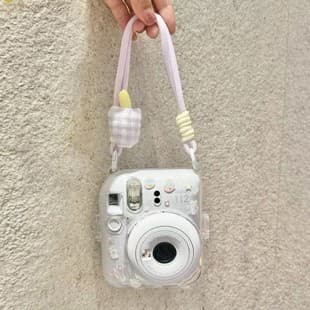 [mini12 Transparent Case] instax Crystal Shell Instant Camera Hard Protective Case with Chain, Trendy