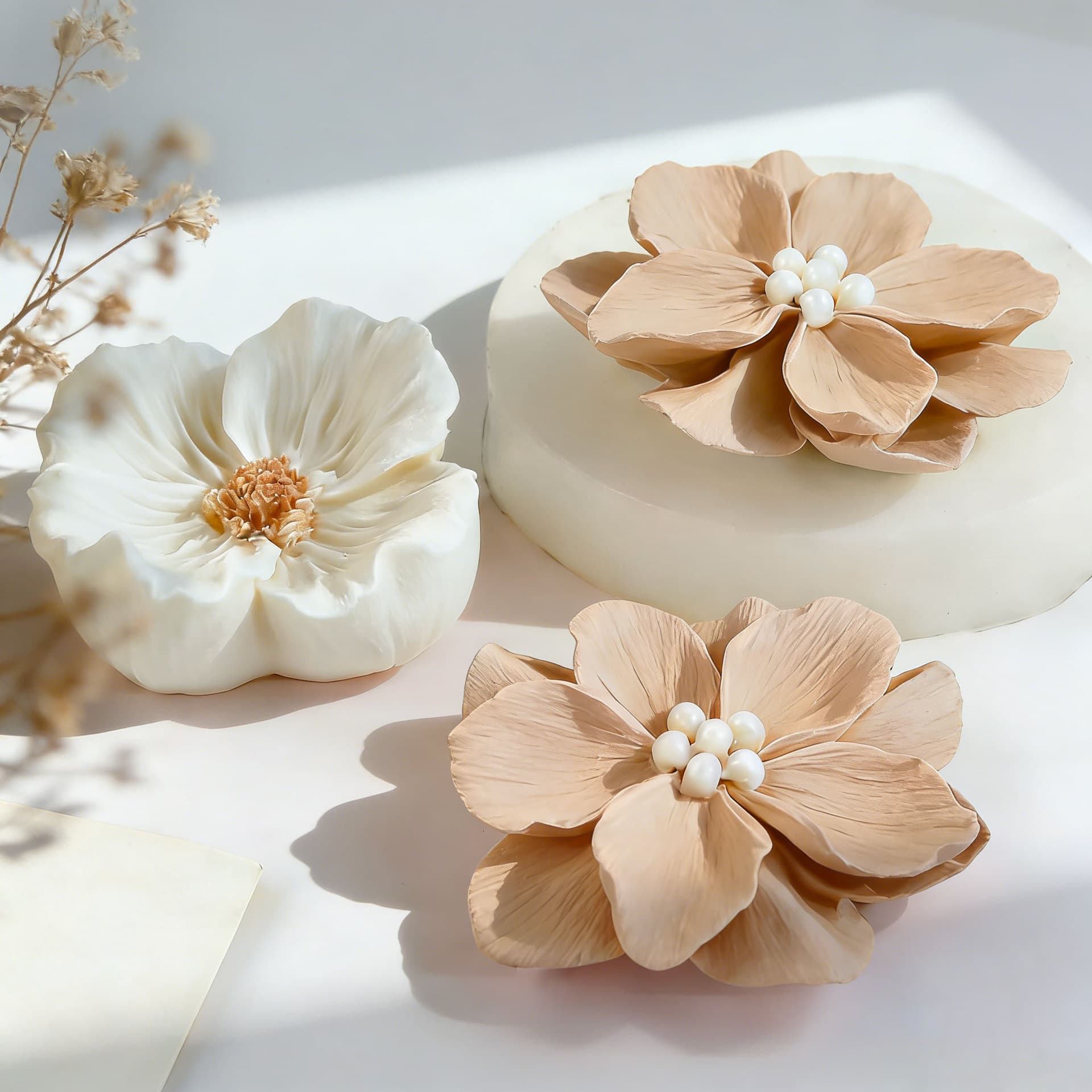 Jingmeihui 3D Flower Resin Silicone Mold for DIY Camellia Flower Scented Candle Making Decoration