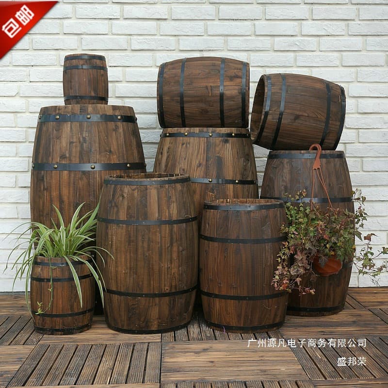 Factory Direct Oak Wine Barrel, Wooden Beer and Red Wine Keg, Bar Solid Wood Barrel Ornament, Exhibition and Wedding