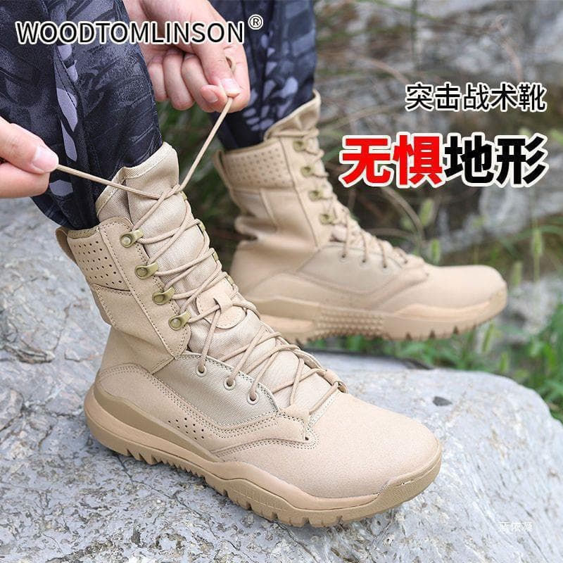 Outdoor Hiking Boots Desert Trekking Boots Men's Military Enthusiast Shoes Tactical Boots Combat Training Boots CQB Anti-Slip Wear-Resistant Training Boots