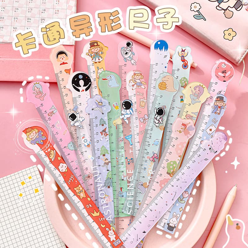 Cartoon Shaped Ruler Student Ins Style Scale Ruler for Study Office Drawing Measuring Tool 15cm