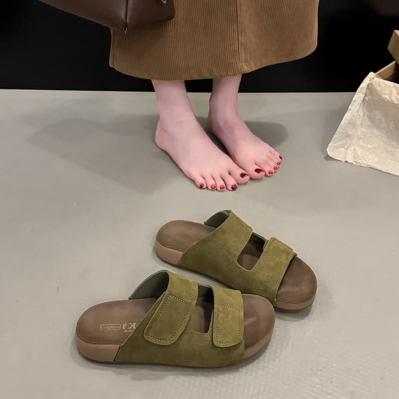 Velcro Thick Sole Birkenstock Slide Sandals for Women 2026 Summer New Style Soft Sole Casual Beach Outdoor Roman Sandals